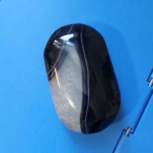 Polished Black Agate Crystal Palm Stone